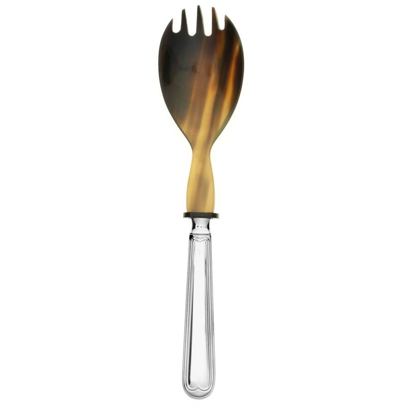 Salatgabel mit Naturhorn Augsburger Faden 925 Sterling Silber