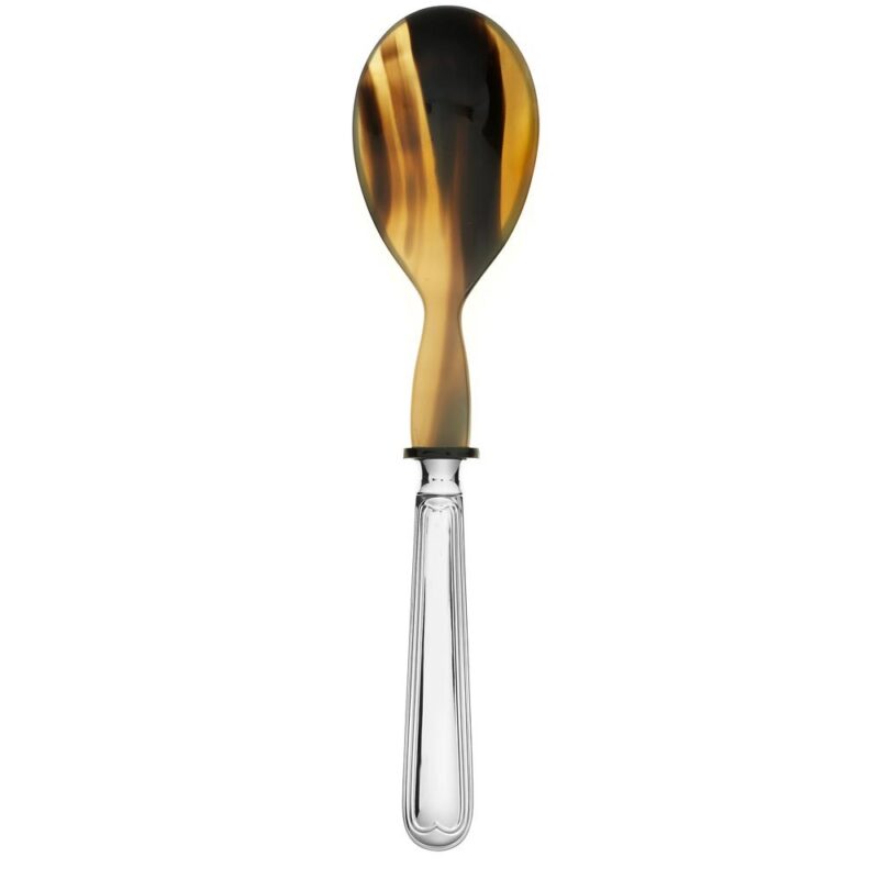 Salatlöffel mit Naturhorn Augsburger Faden 925 Sterling Silber