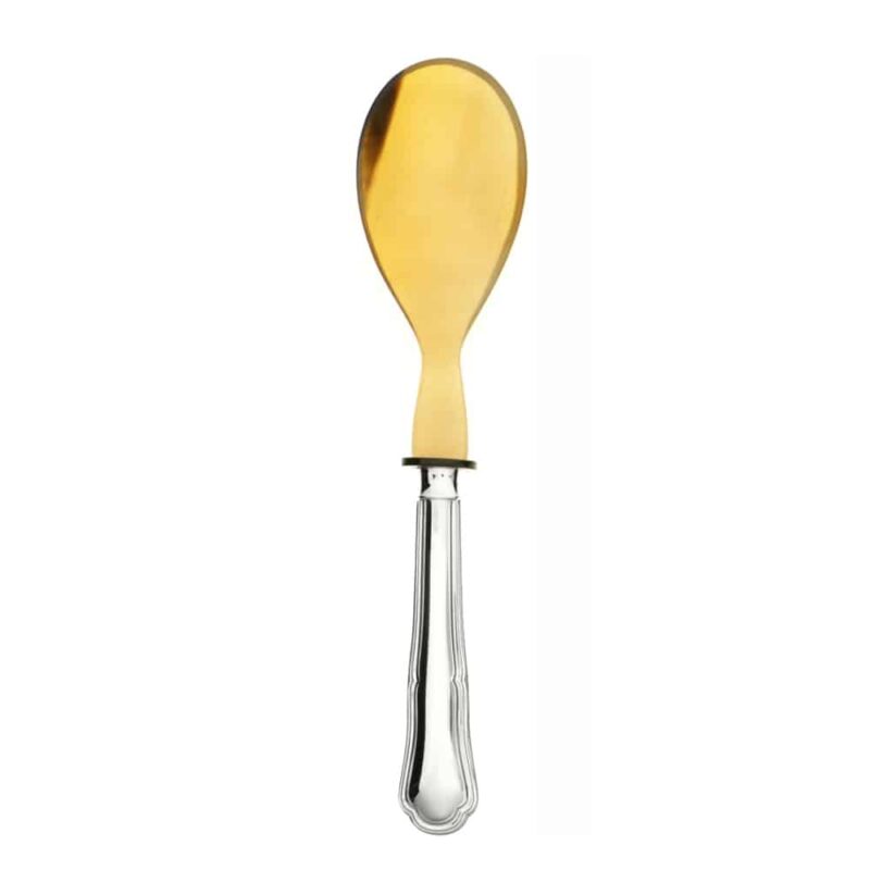Salatlöffel mit Naturhorn Chippendale 925 Sterling Silber